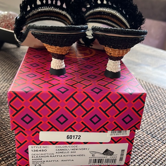 Tory Burch woven Eleanor Raffia kitten heels NWOT - Picture 4 of 5